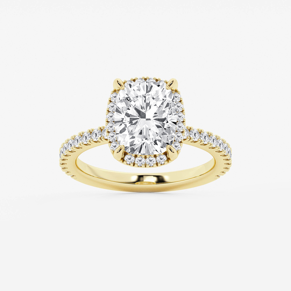 3 2/5 ctw Elongated Cushion Lab Grown Diamond Halo Engagement Ring